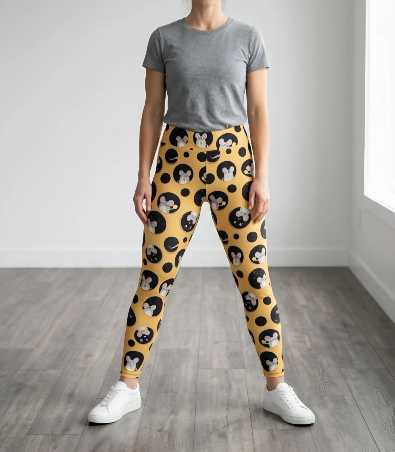 Women's Yellow Mouse Print Leggings