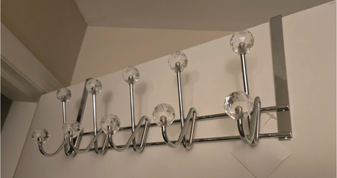 Over-the-Door Hook Rack with Crystal Knobs