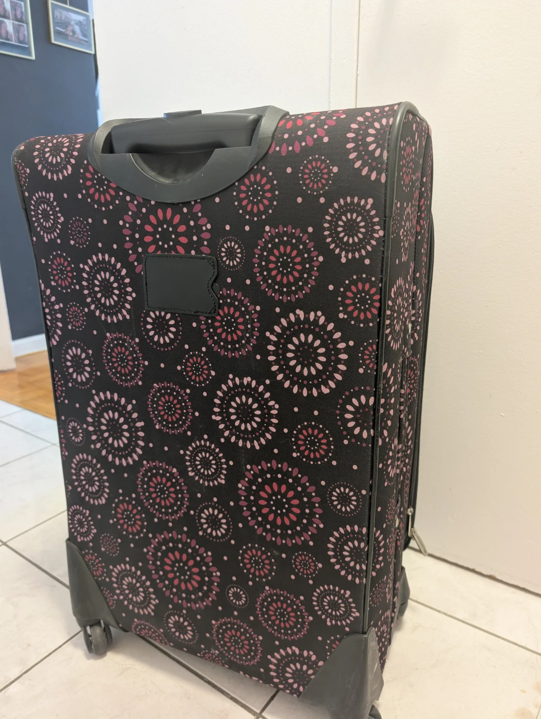 Millennium Rolling Suitcase - Black Floral Pattern