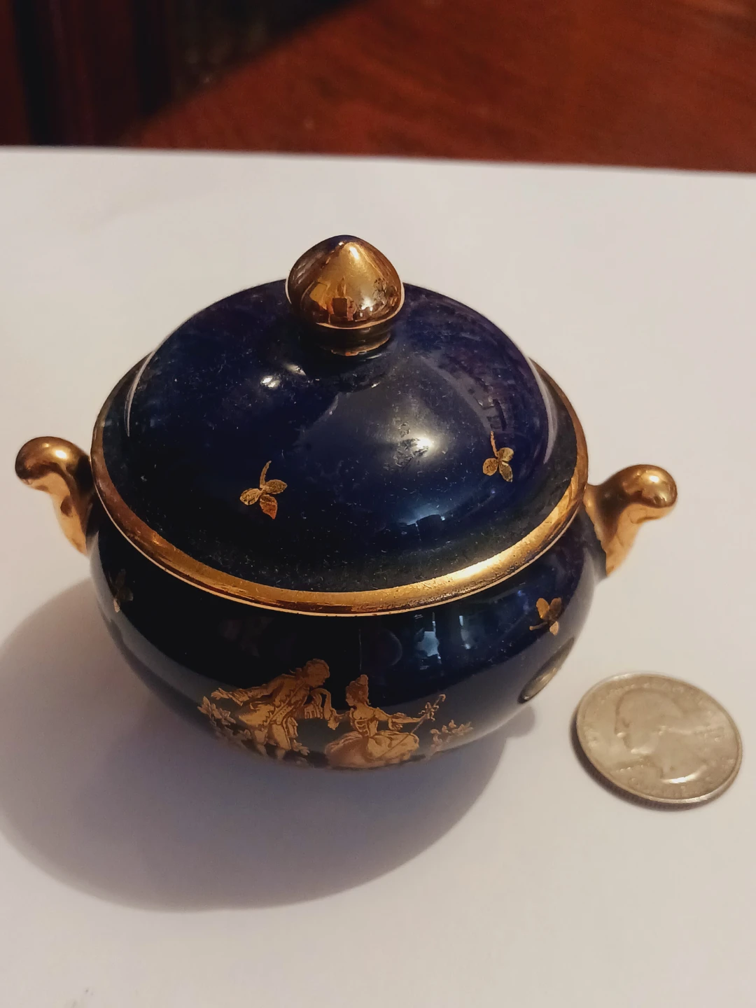 Limoges France Porcelain Miniature Trinket Dish with Lid