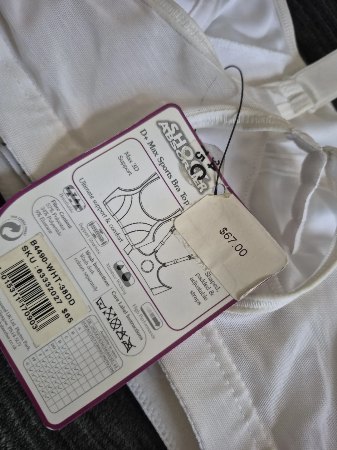 Shock Absorber Max-3D Sports Bra Top 38DD White - photo 3