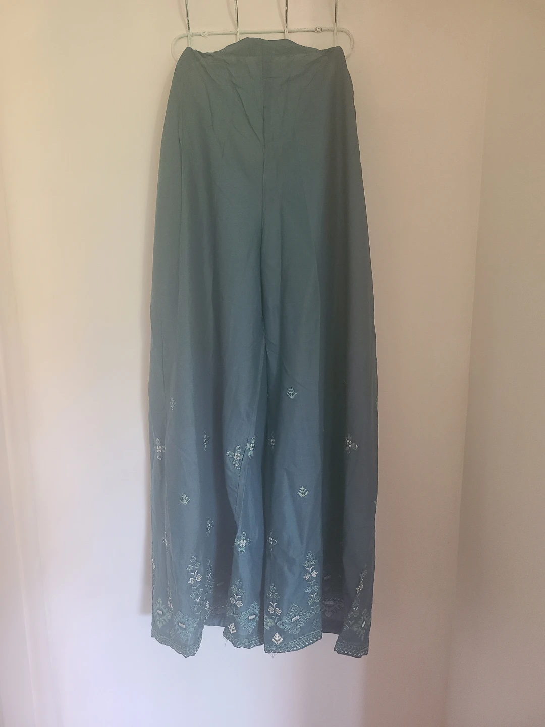 Teal Embroidered 3-Piece Outfit with Scarf - photo 2