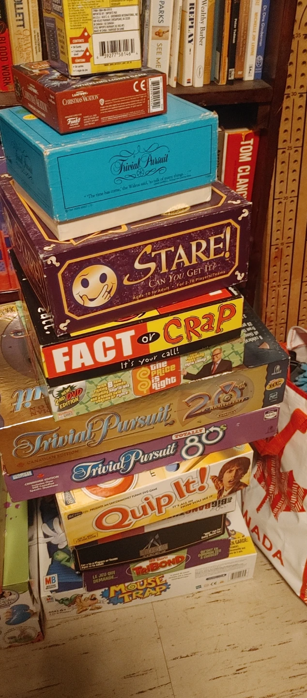 Many games , mouse trap , trivial pursuit...