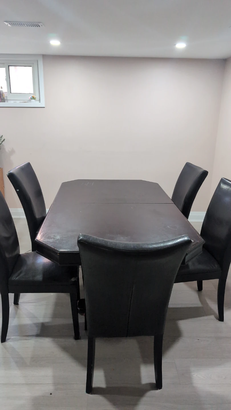 Dark Wood Dining Table with 5 Chairs