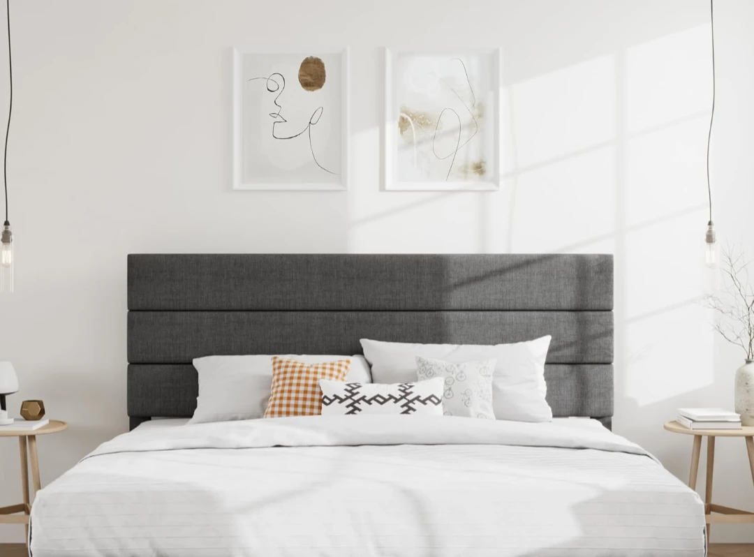 Dark Gray fabric Upholstered panels Headboard king size - photo 2