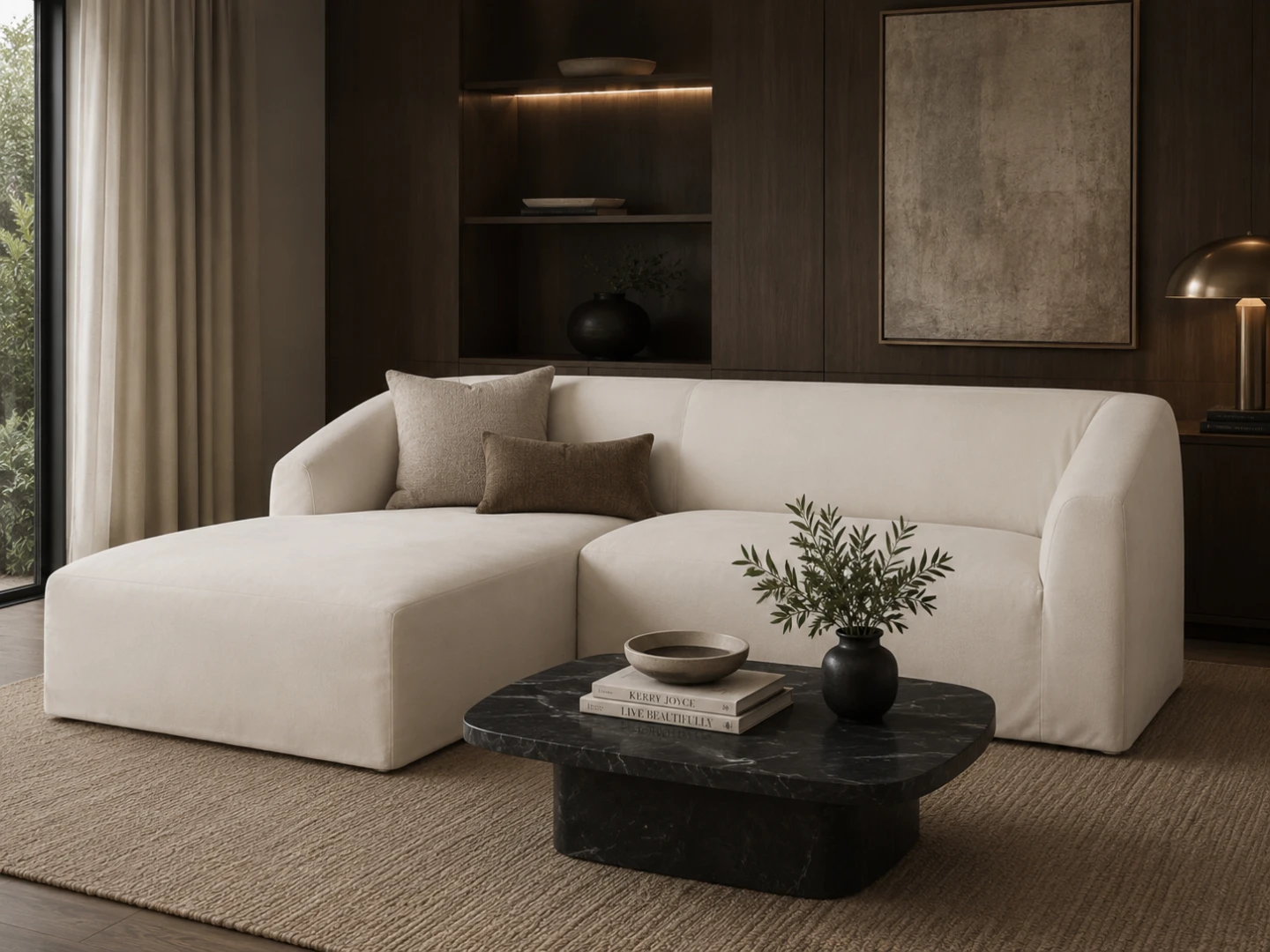 Cream Sectional Chaise Sofa