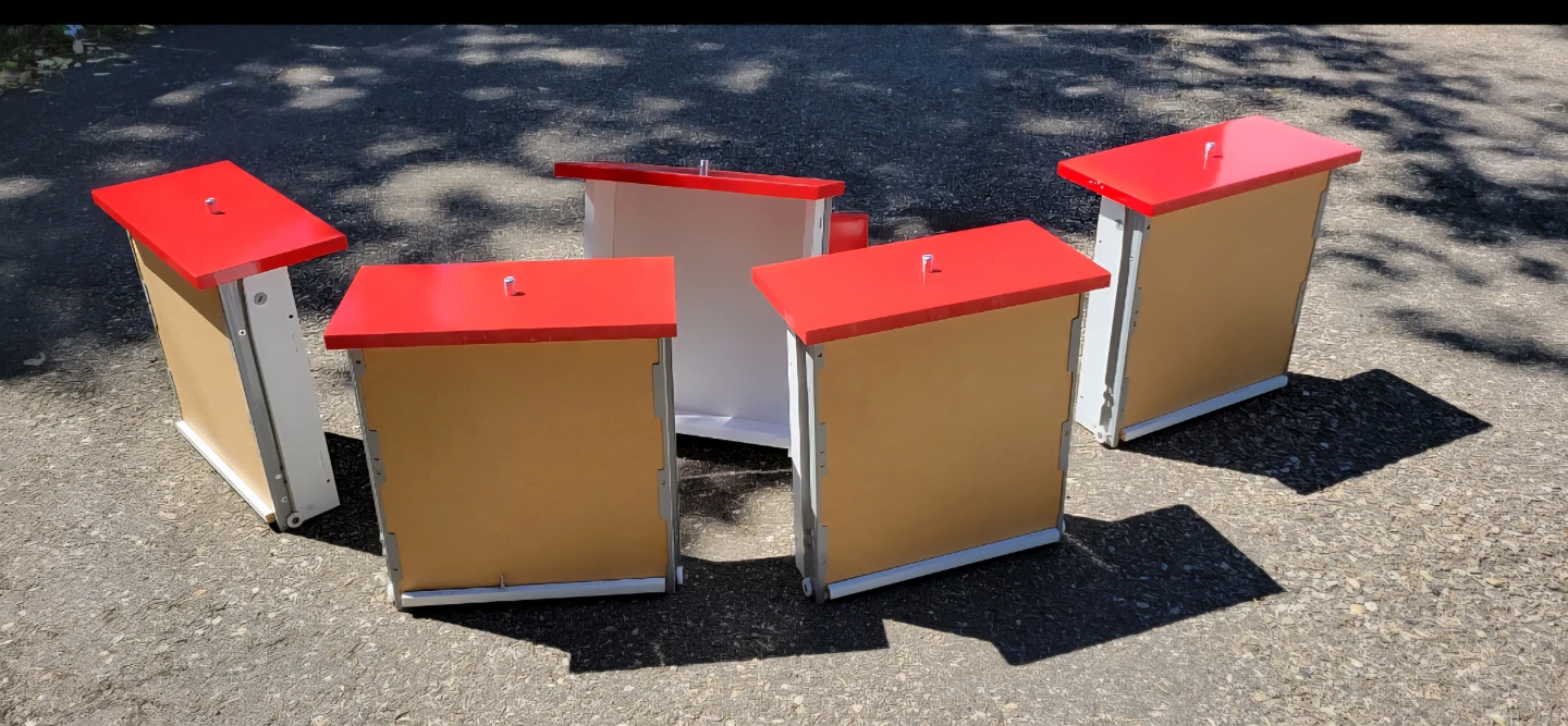 Set of 3 Red & White Ikea kallax inserts w/ double drawers. - photo 2