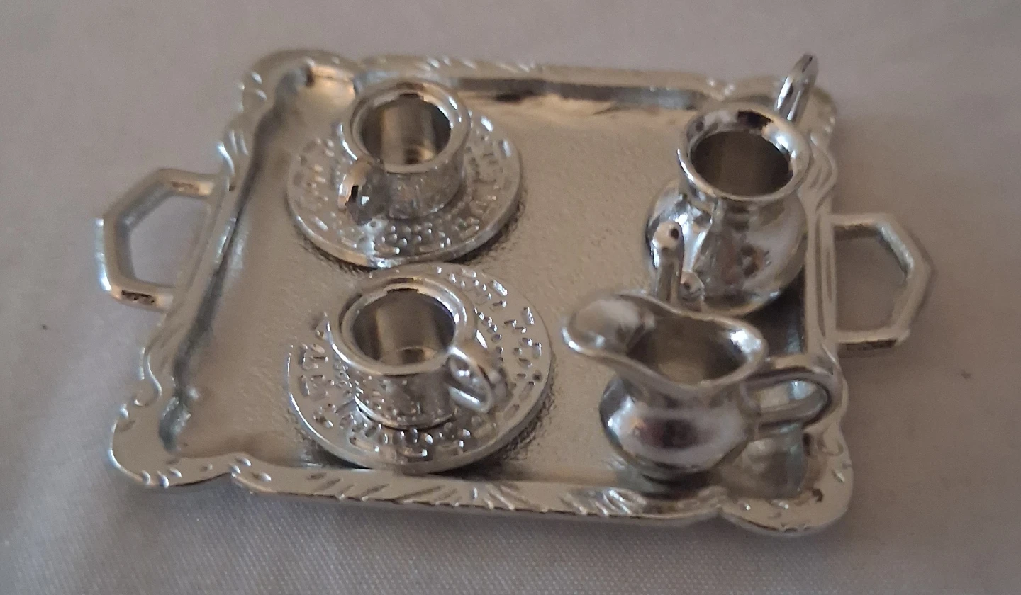 Miniature Silver Tea Set with Tray