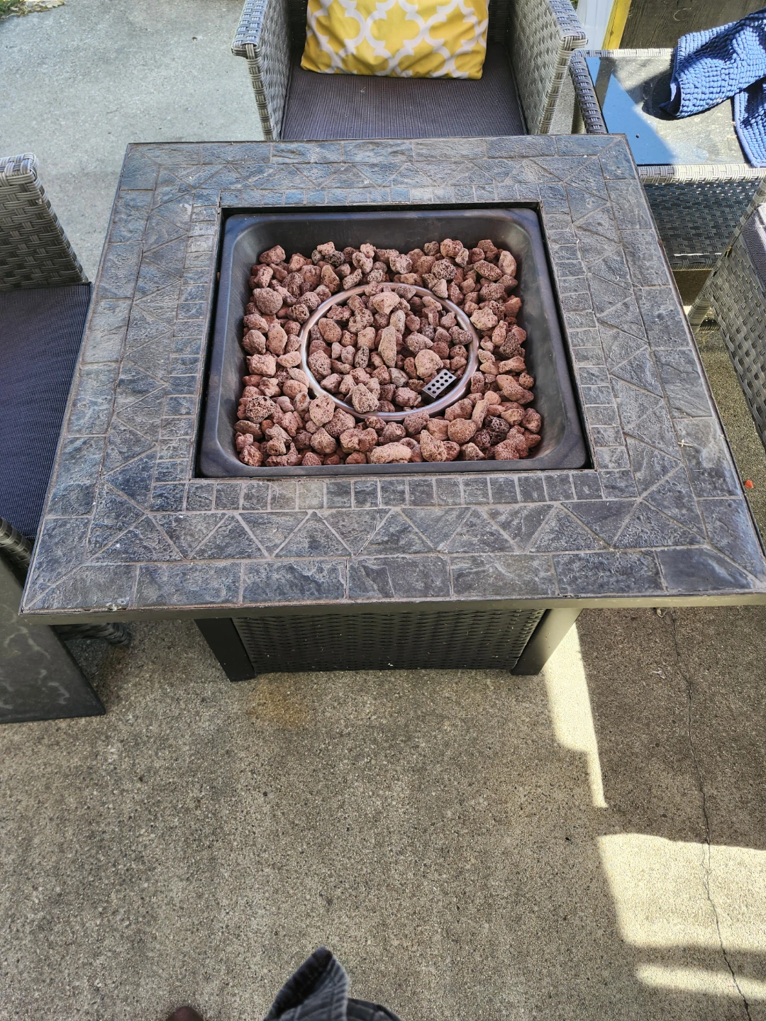 Square Tile Top Propane Fire Pit Table