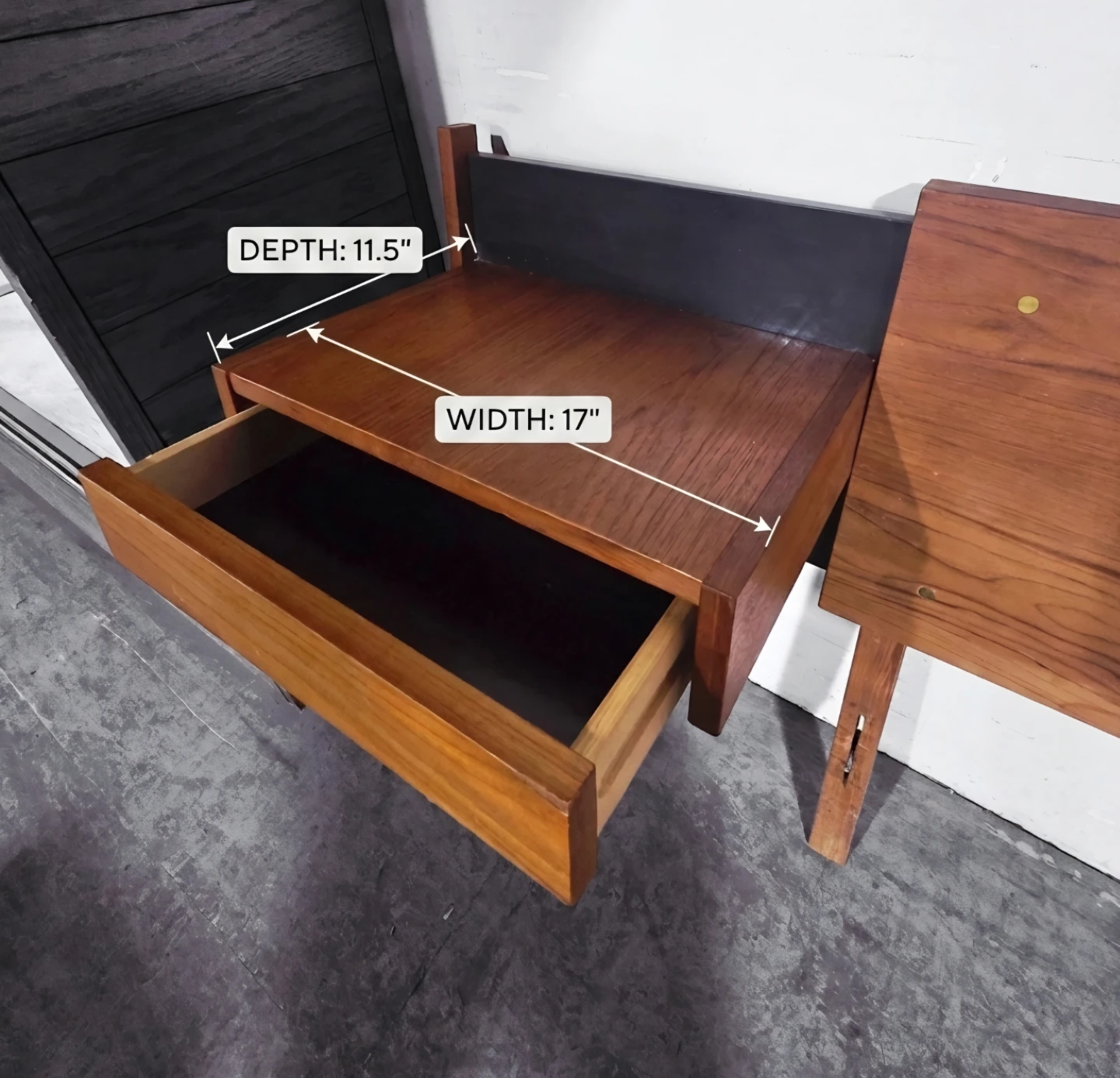 MCM Teak Full Size Headboard + Two Floating Nightstands - photo 5