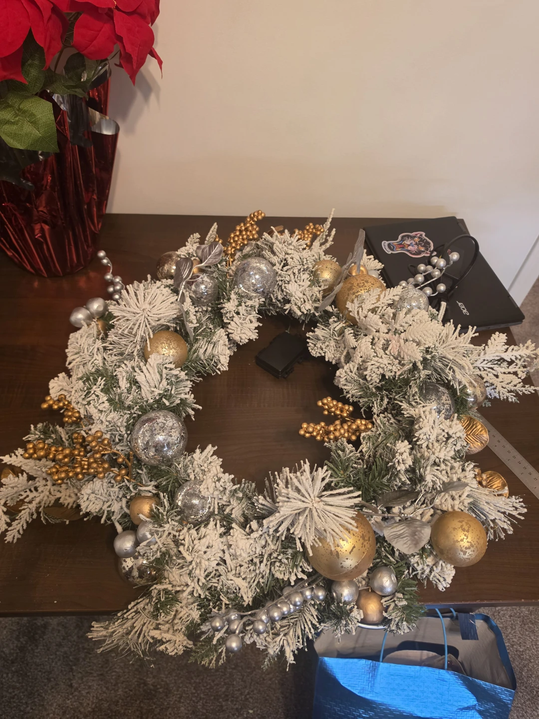 Artificial Christmas Wreath with Ornaments