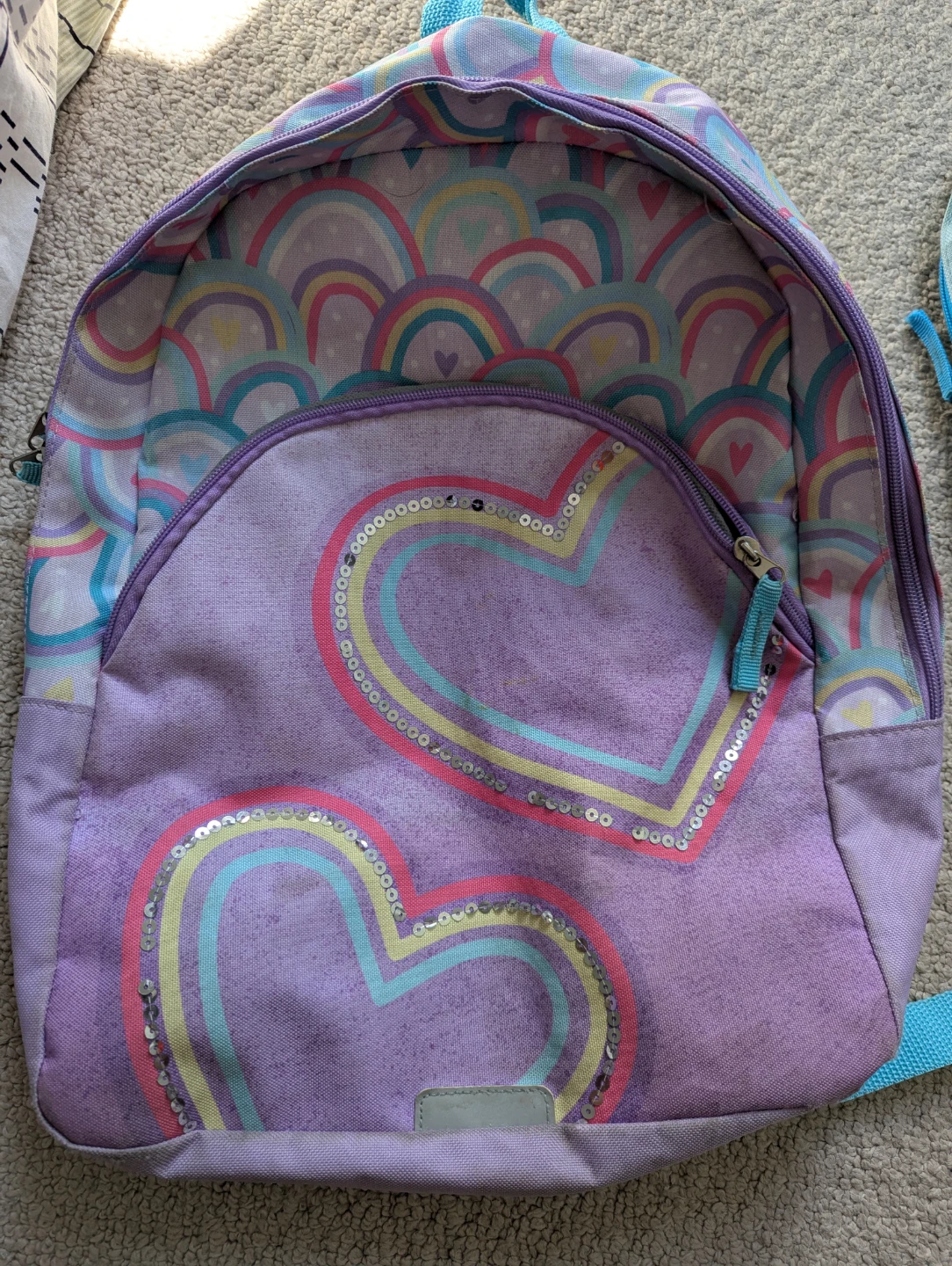 Purple Backpack with Rainbow and Heart Design - photo 2