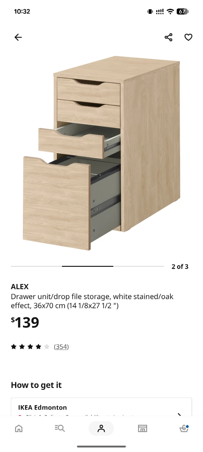 IKEA ALEX Drawer Unit with Drop File Storage