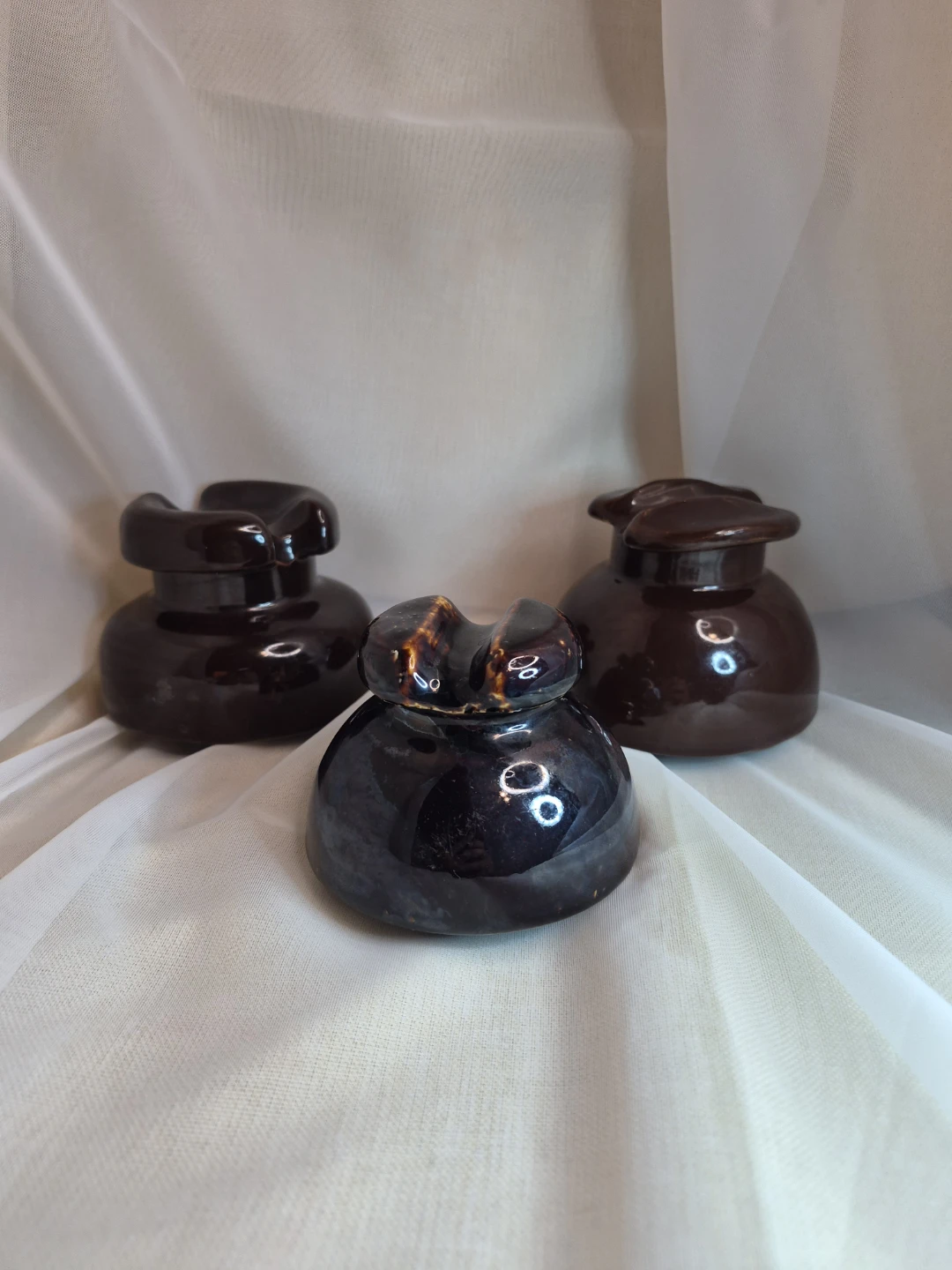 Lot of 3 Vintage Ceramic Porcelain Heavy Collectible Insulators