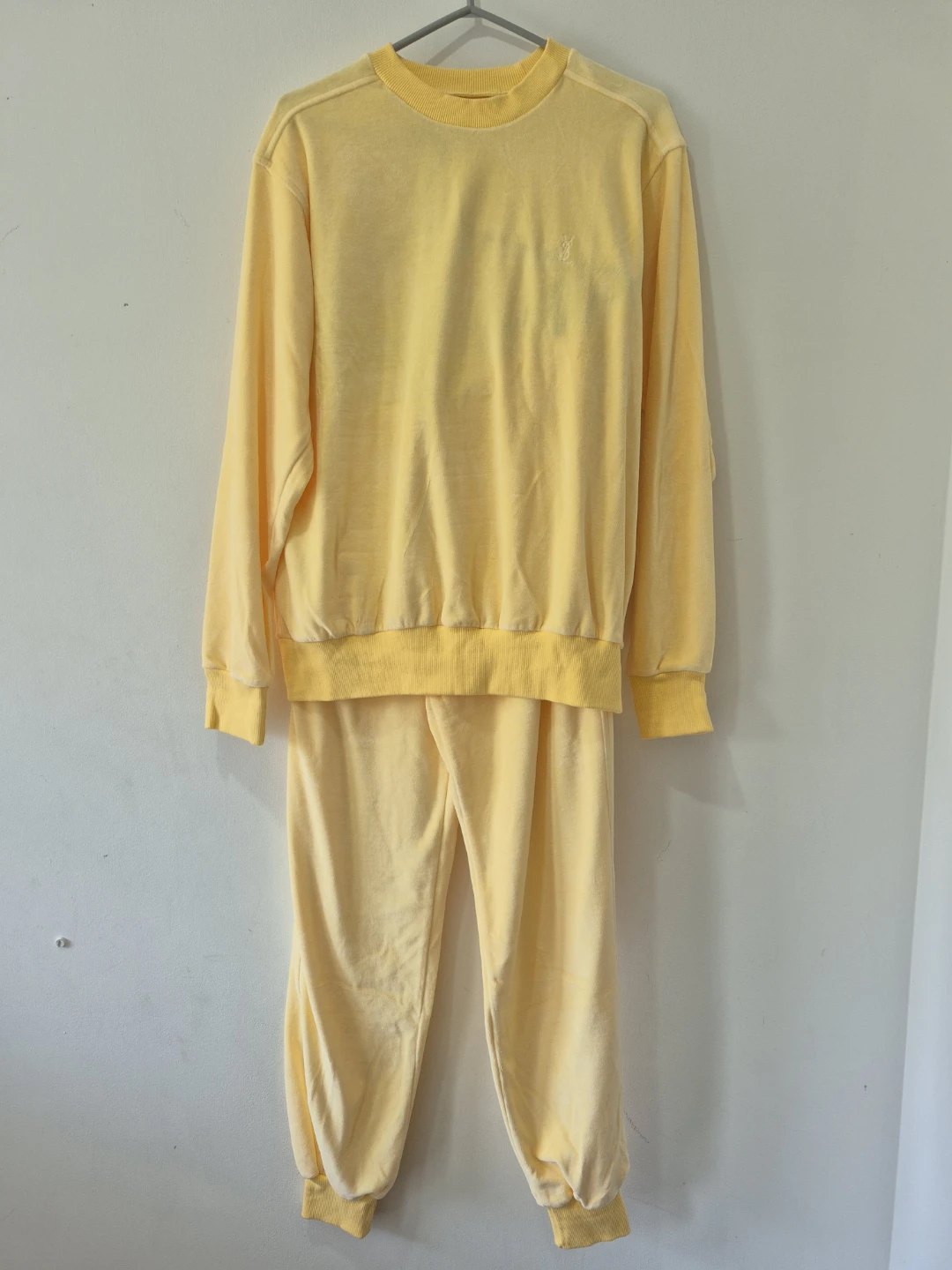 Yves Saint Laurent Yellow Velour Sweatshirt and Joggers Set