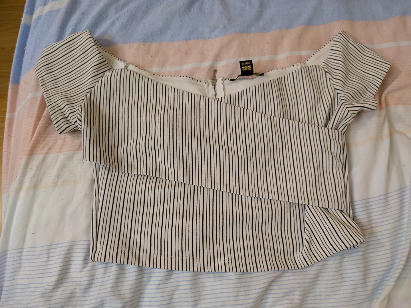 Black and White Striped Off-the-Shoulder Top