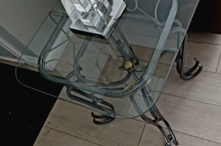 Glass and Metal Side Table Vintage