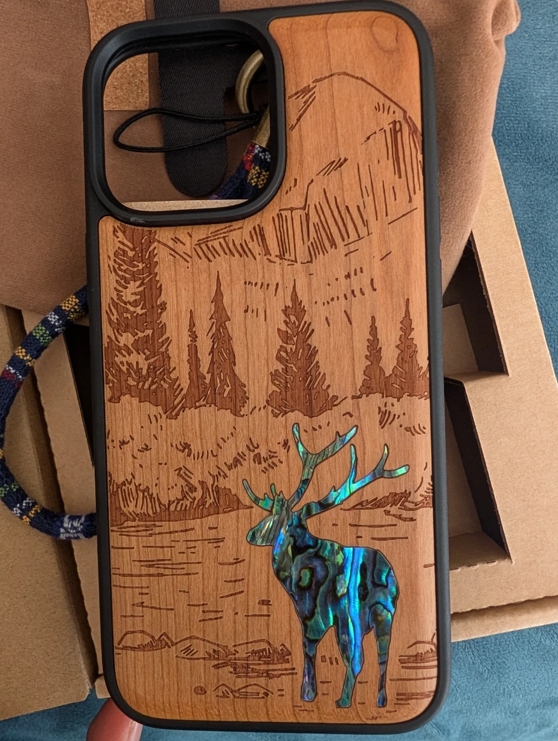 Brand new iPhone 16 Pro Max Case - Wood Engraved Deer Design - photo 3