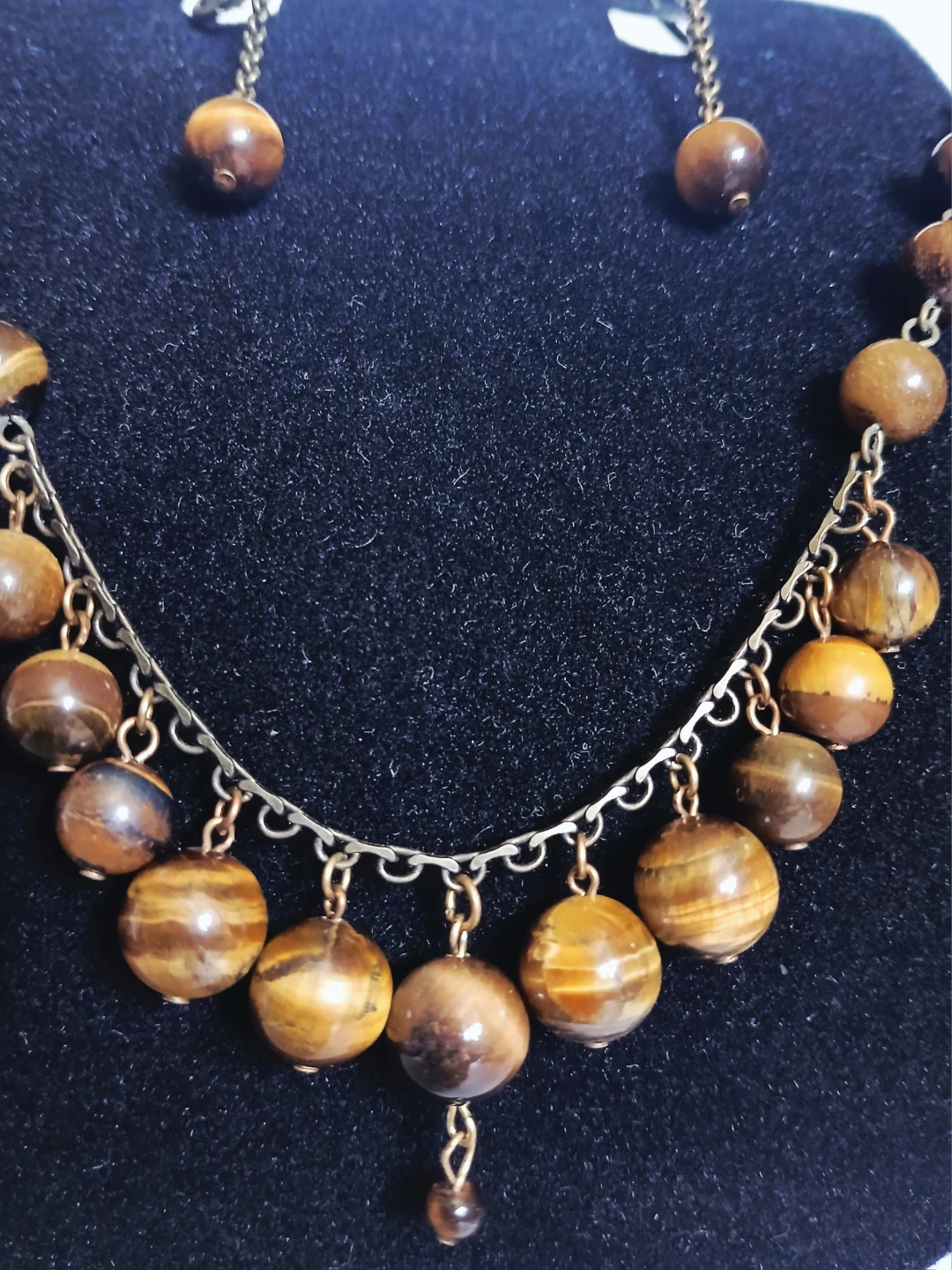 Tiger Eye Beaded Necklace and Earring Set