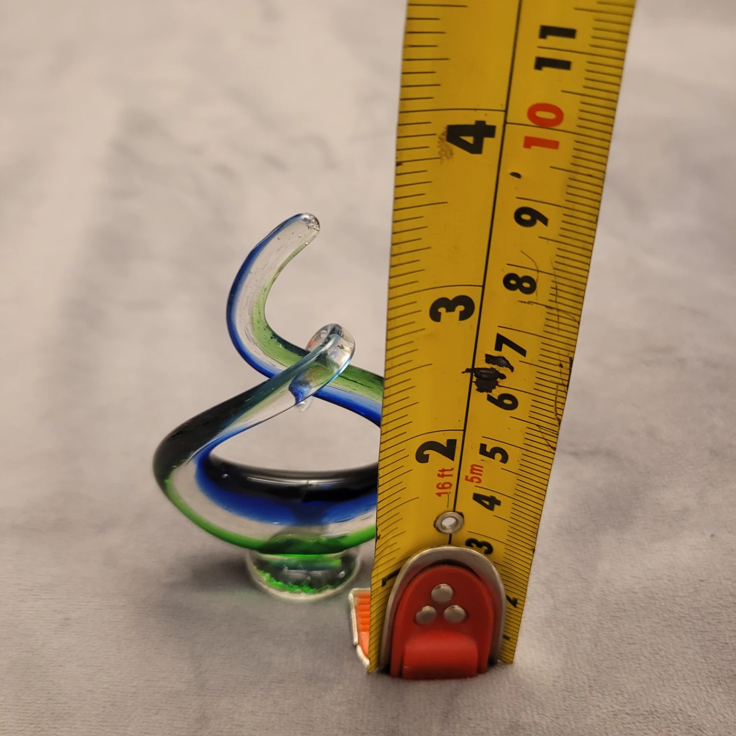 Beautifil Glass Sculpture love knot  Swirl Blue Green - photo 5