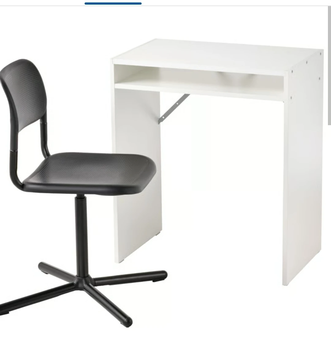 IKEA White Desk and Black Chair Set