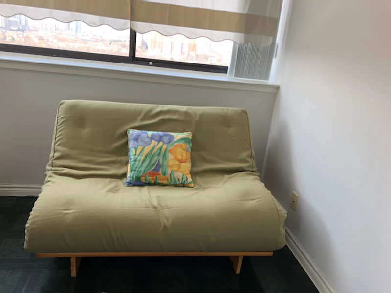 Light Green Futon Sofa Bed without cushion pillow