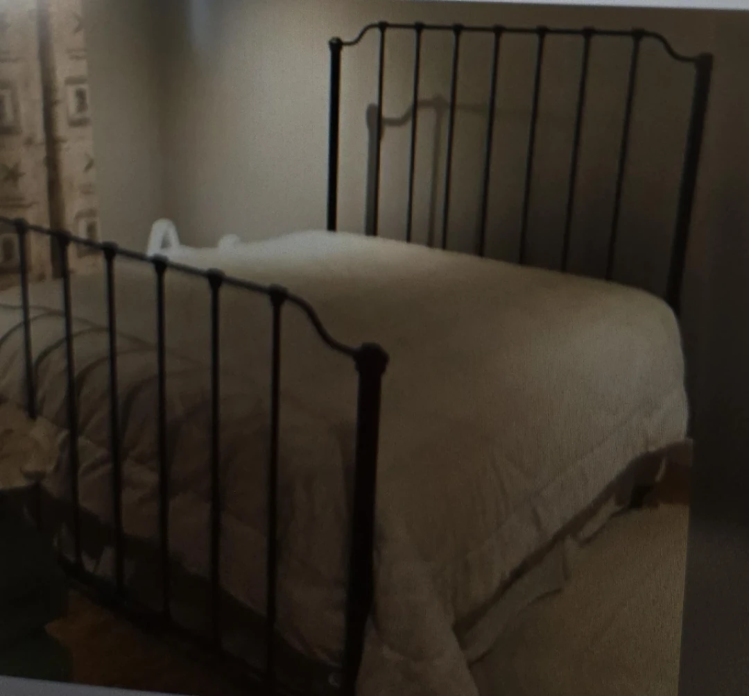 Double bed, wrought iron frame, mattress,and boxspring