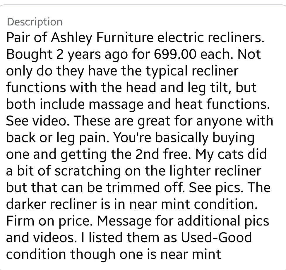 Pair of Ashley Furniture Power Recliners w/ Heat & Massage - photo 2