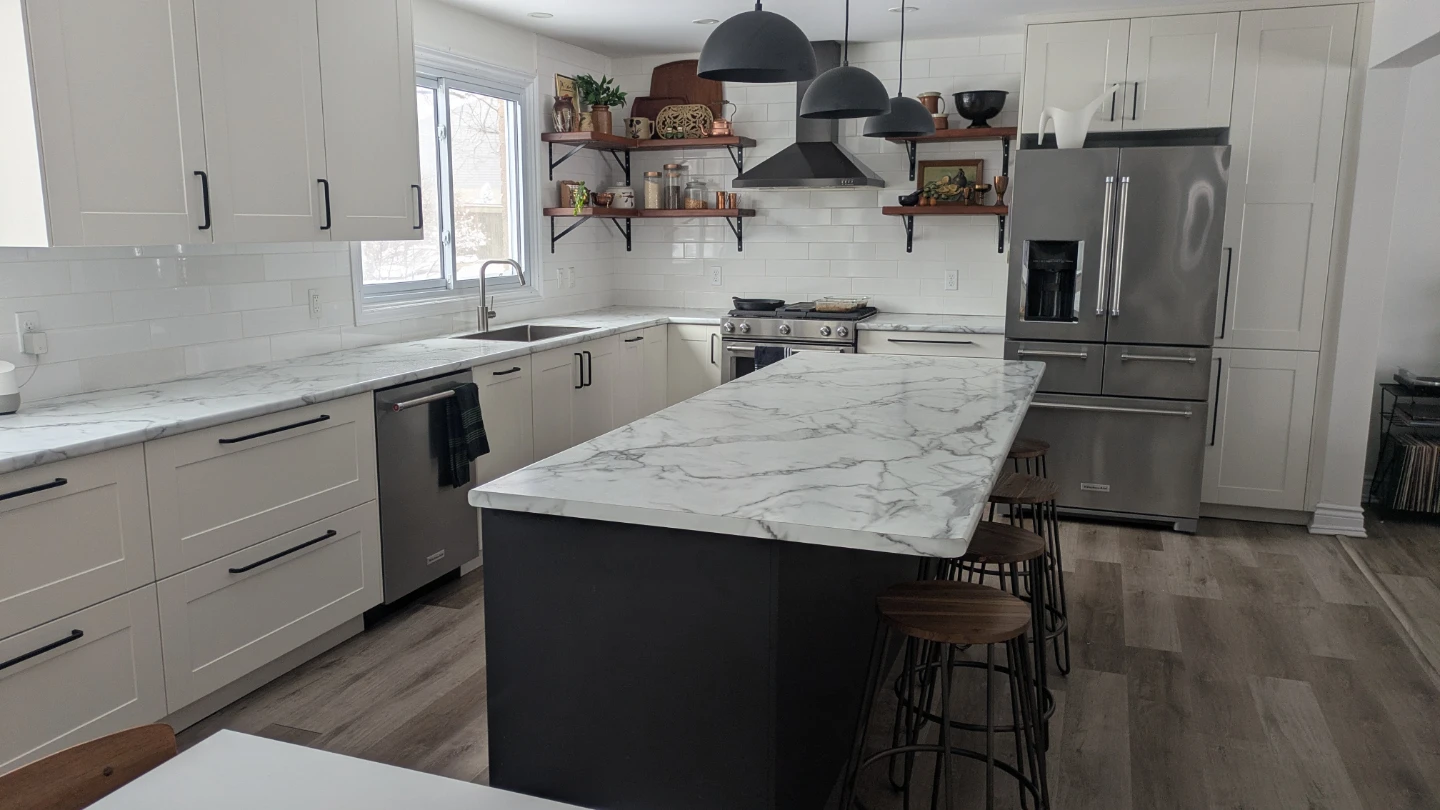 Laminate Countertops - Faux Marble Pattern - Multiple Sections