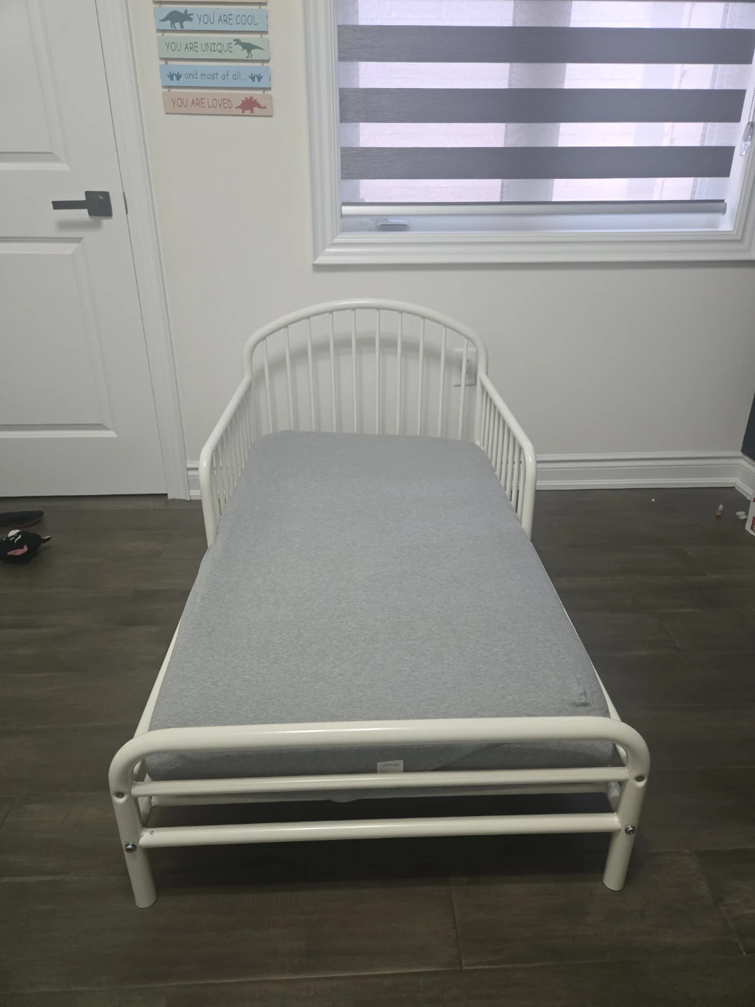 White Toddler Bed with Rails - Mattress included