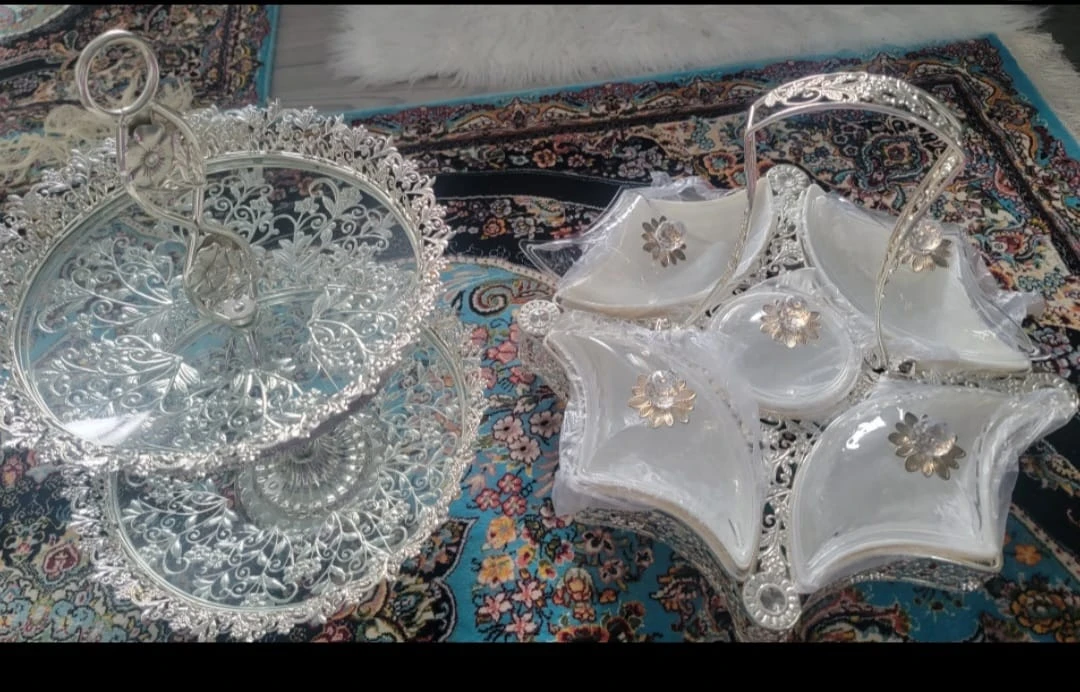 Silver Plated Tiered Serving Stand and Candy Dish Set