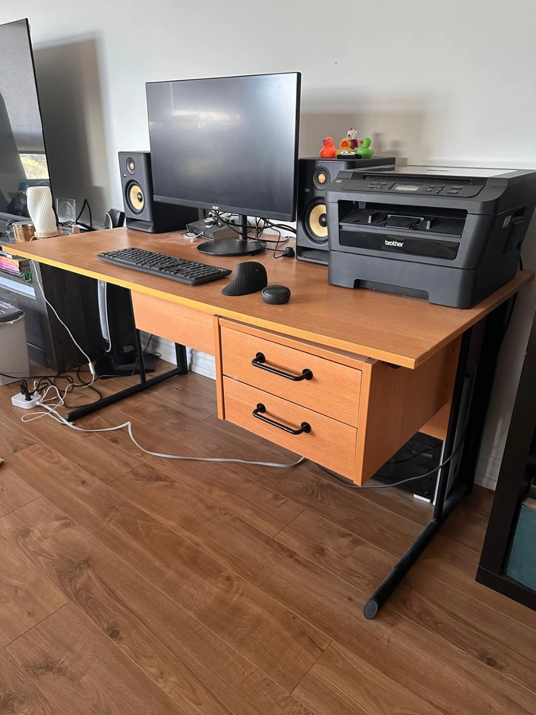 Wooden Computer Desk with Drawers - photo 2