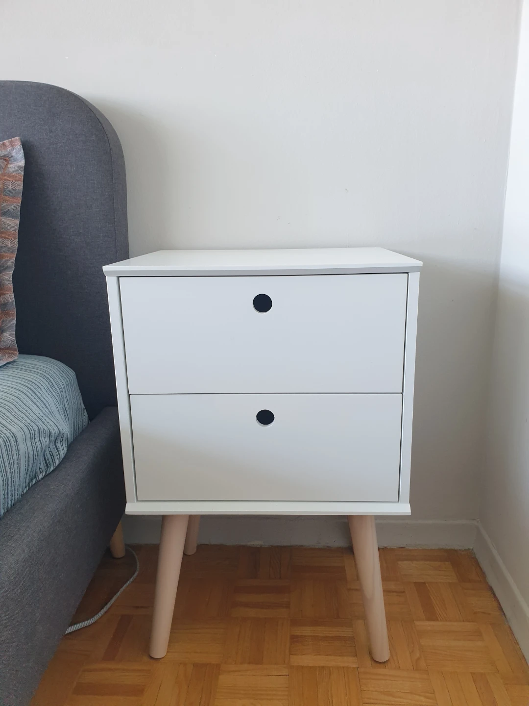 Two OPLEV 2-Drawer Nightstand with Tapered Legs