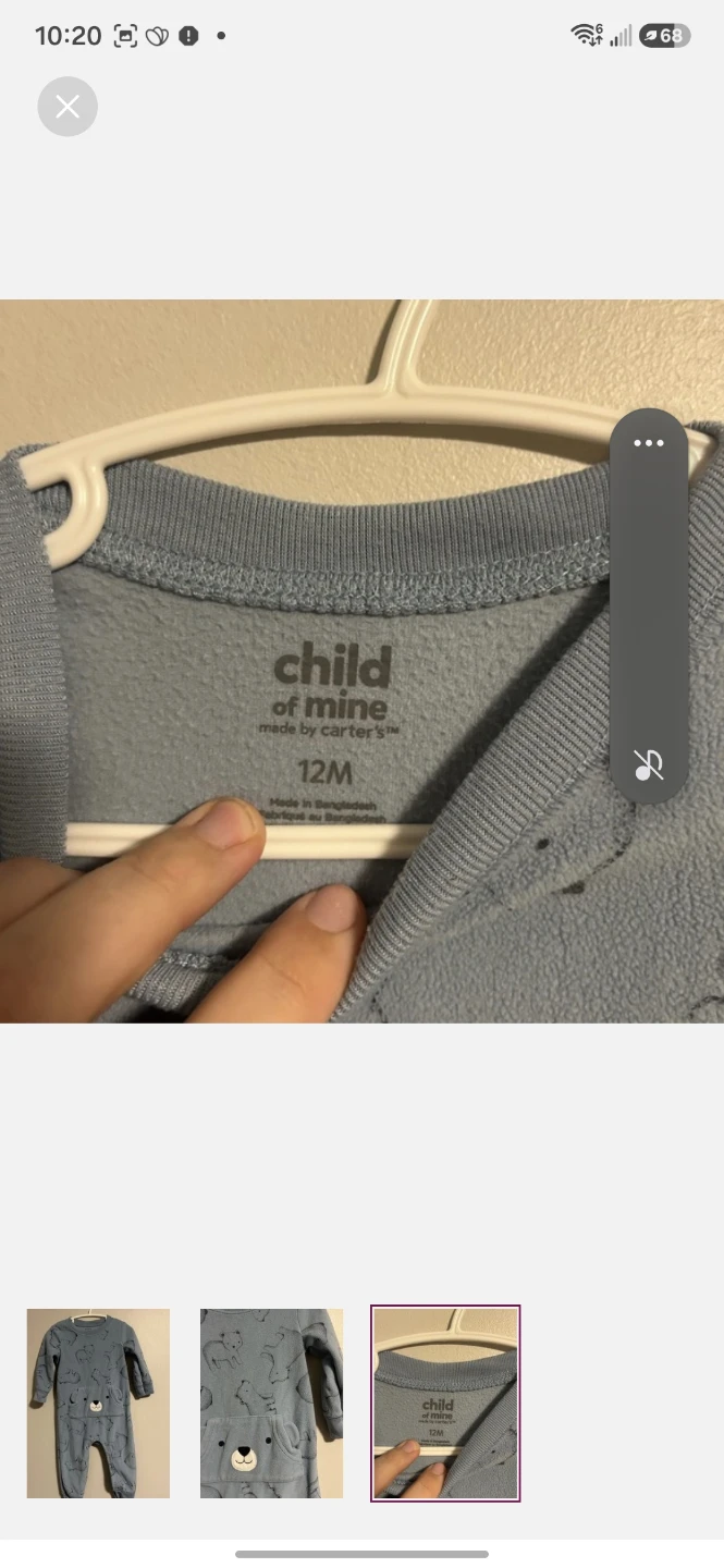 Child of Mine by Carter's Blue Bear Fleece Sleepsuit - 12 Months - photo 3