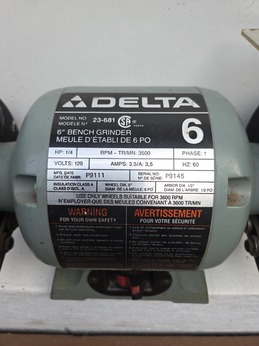 Delta 6" Bench Grinder - photo 2