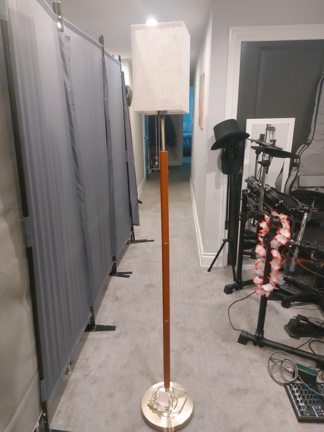 Mid-Century Style Floor Lamp with Fabric Shade - photo 5