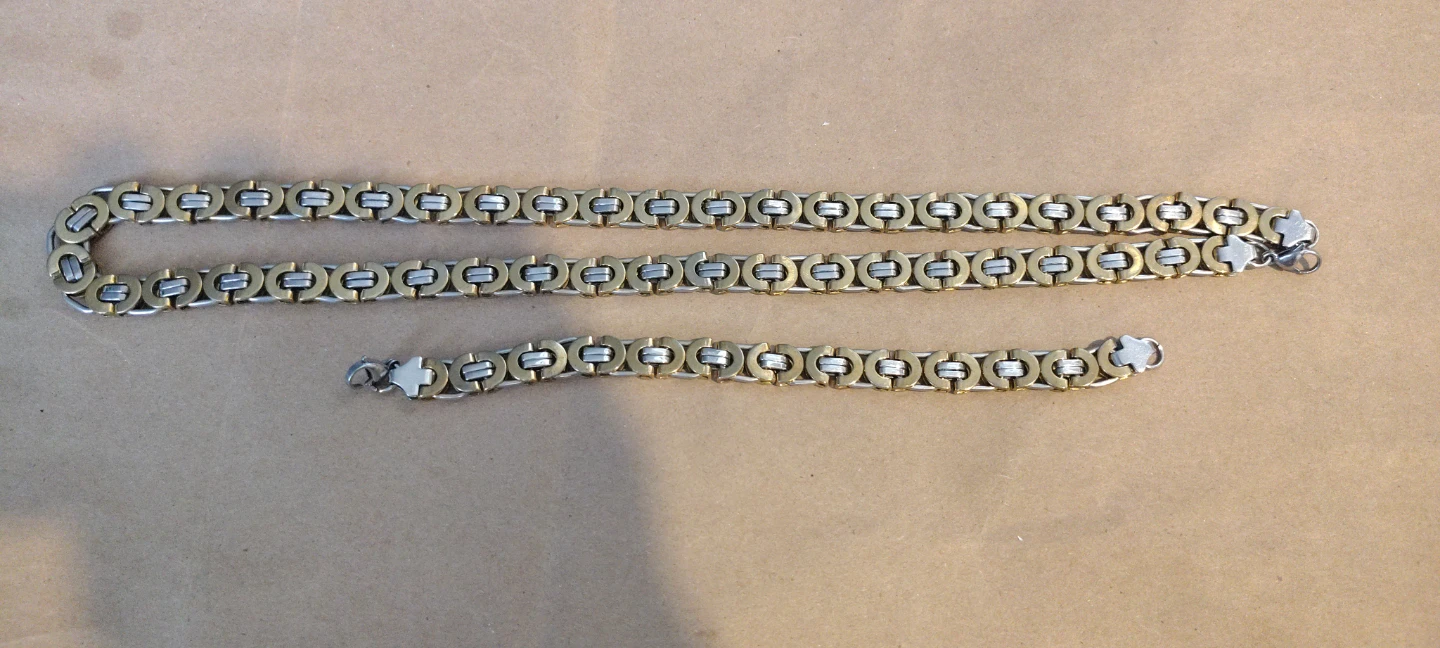 Gold and Silver Tone Chain Necklace and Bracelet Set - photo 3