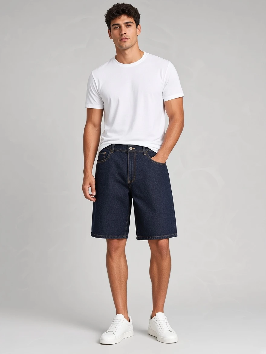 Men's Dark Wash Denim Shorts