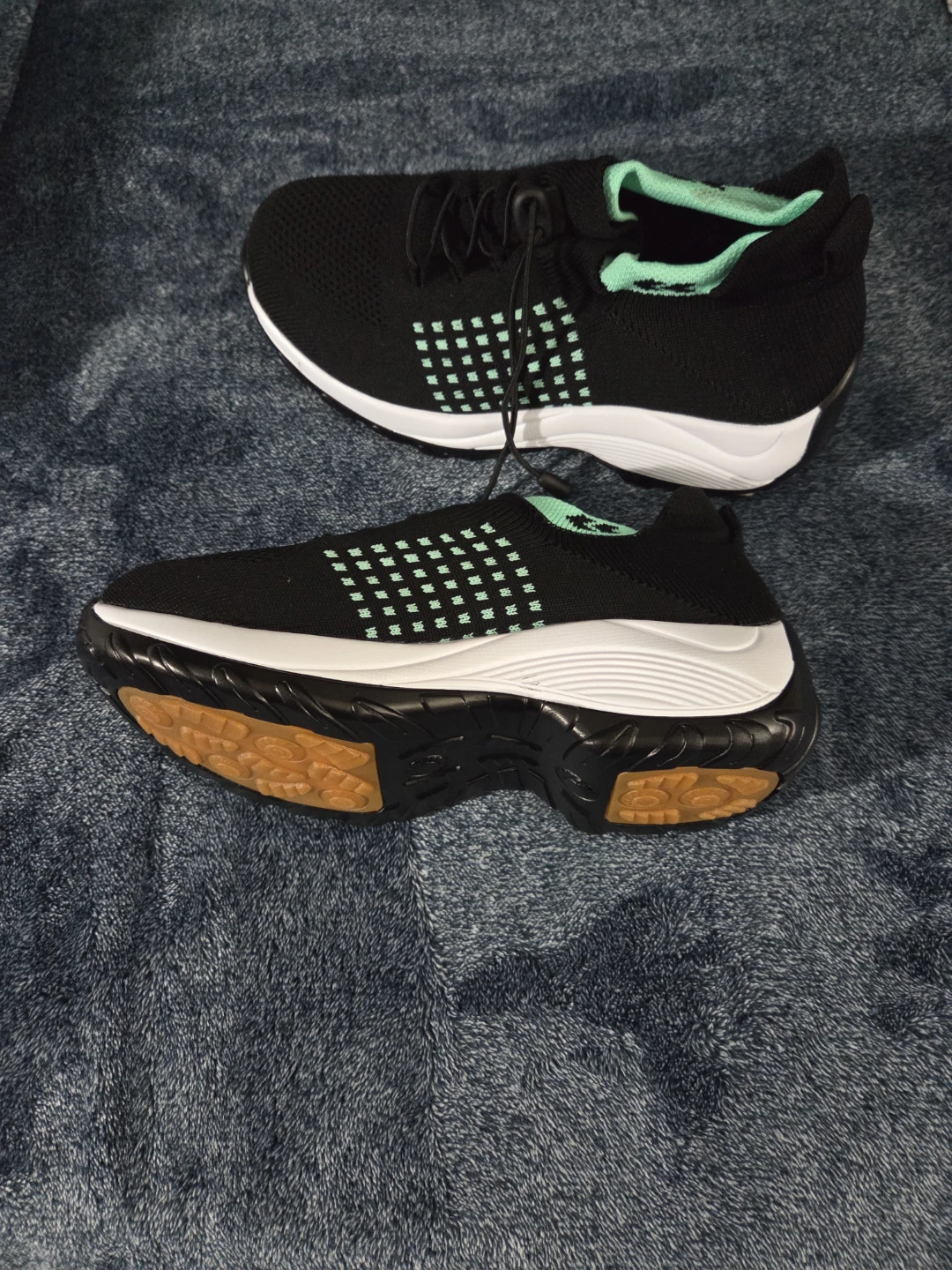 Black and Mint Knit Sneakers
