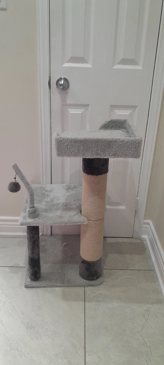 Grey Cat Tree Condo with Dangling Toy - photo 3