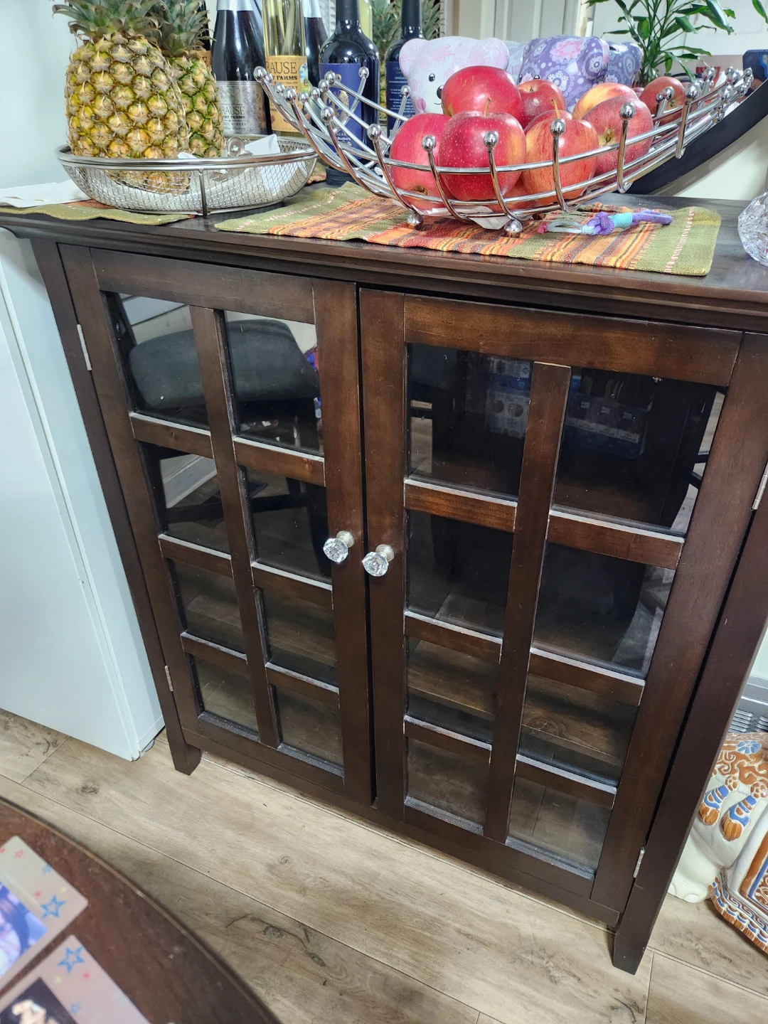 Dark Wood Cabinet with Glass Doors - photo 2