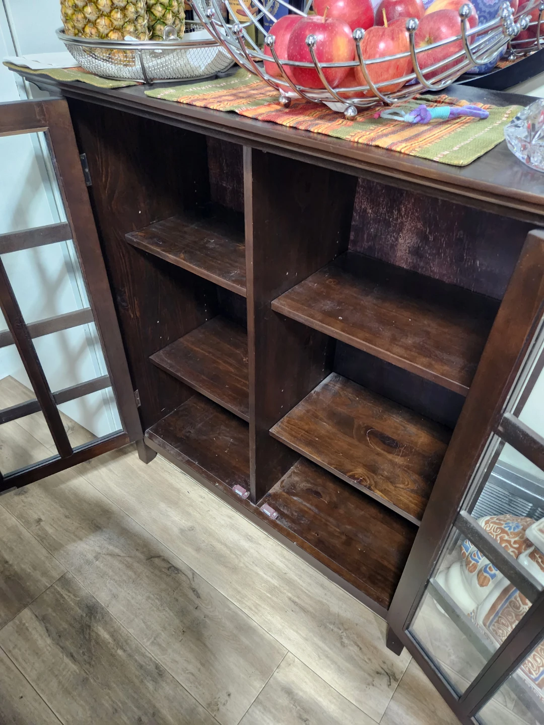 Dark Wood Cabinet with Glass Doors - photo 3