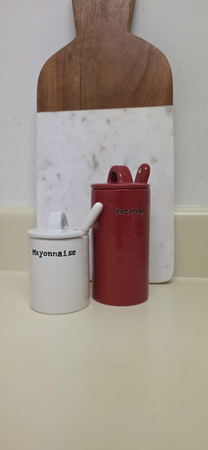 Pottery Barn BBQ Ketchup & Mayonnaise Holders with Spoons