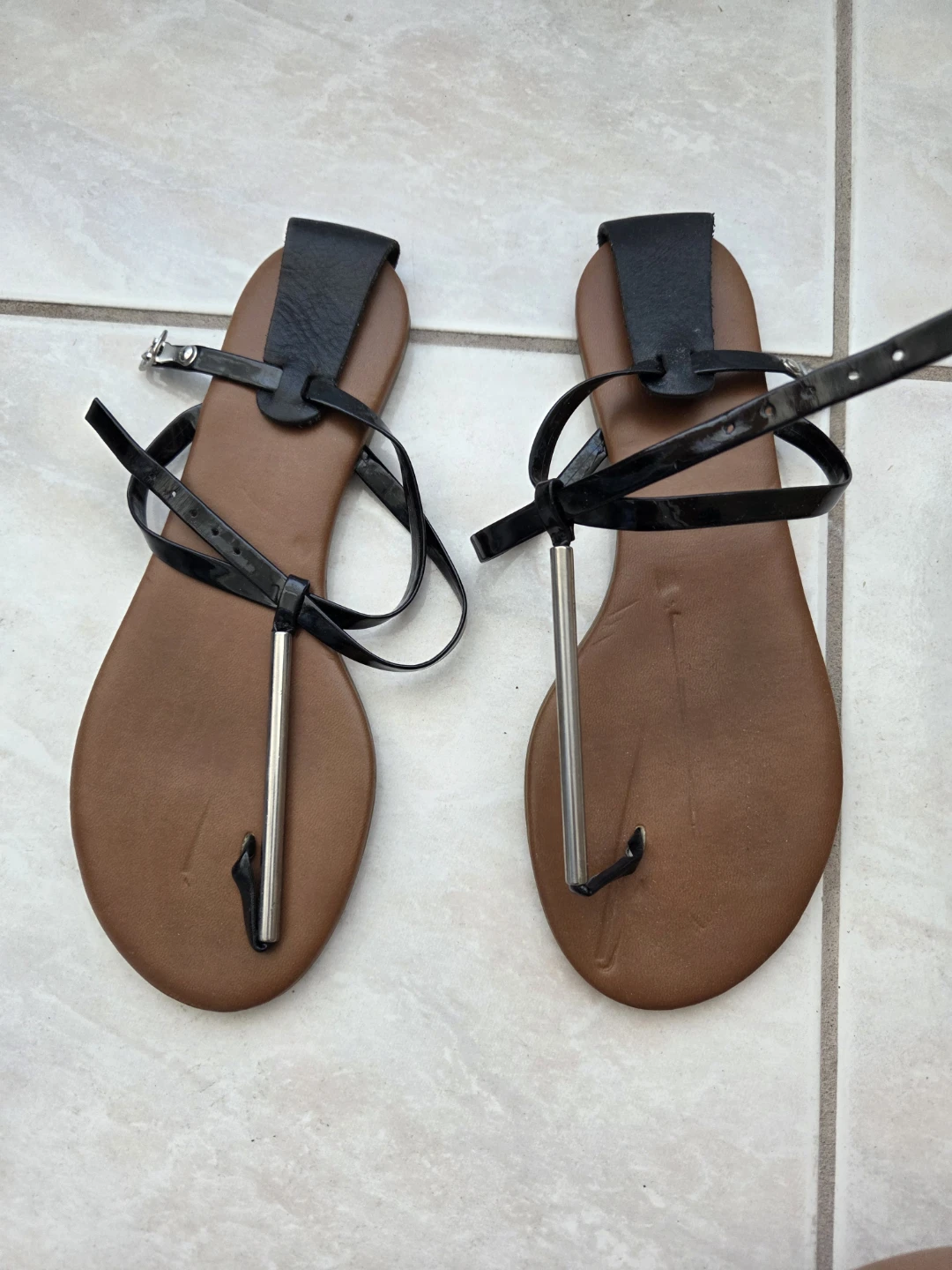 Black Strappy Flat Sandals