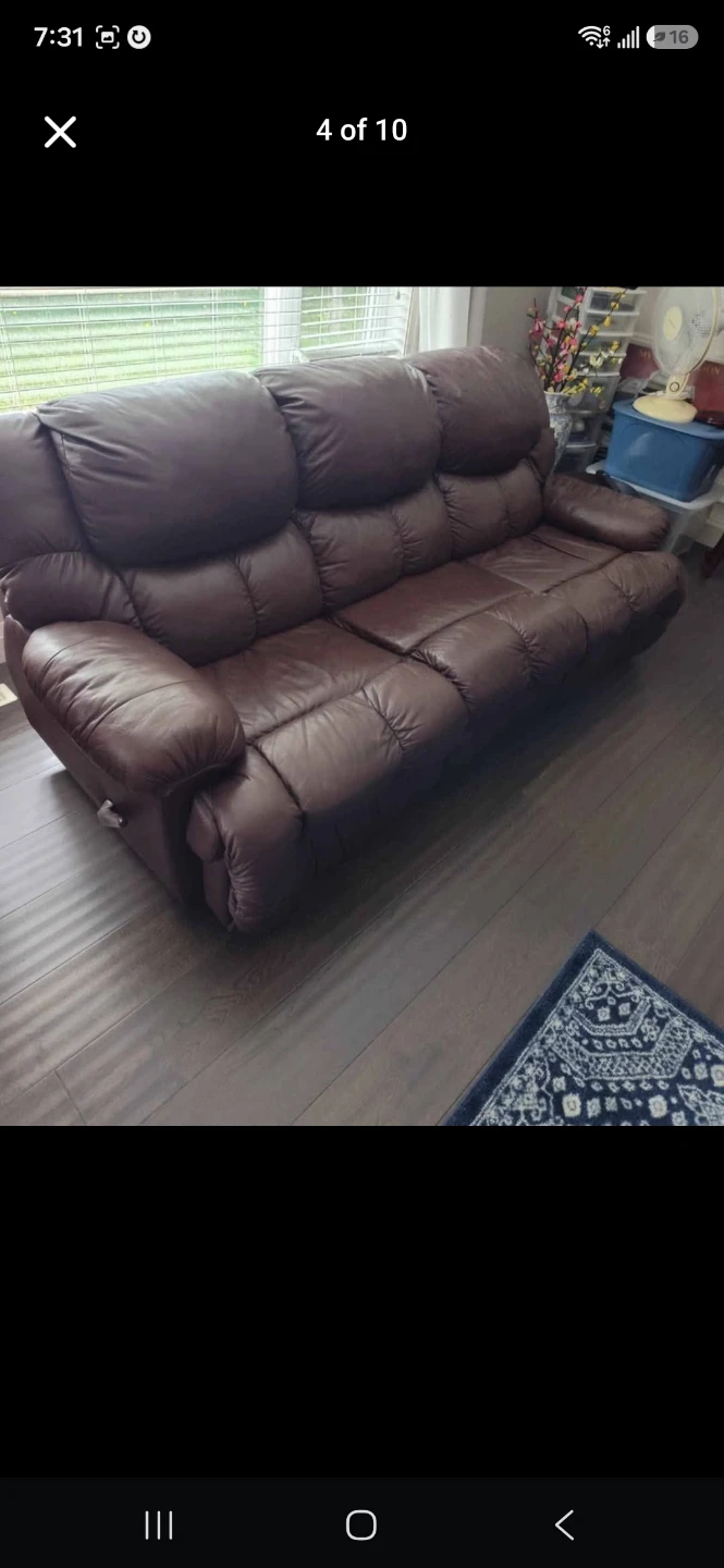 Genuine Palliser Leather Reclining Sofa (Buyer Must Disassemble) - photo 4