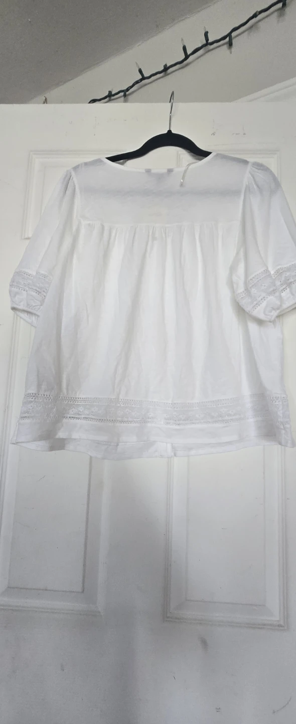George Women's White Lace Trim Blouse S/P - photo 4