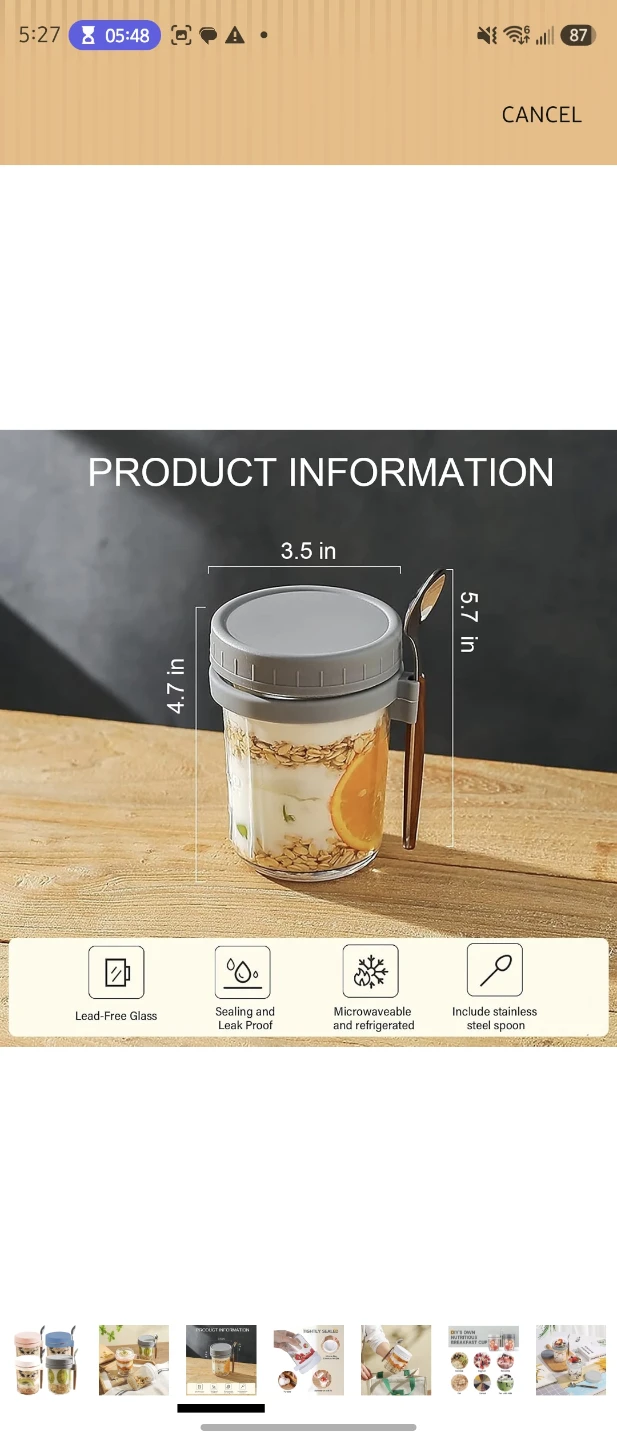 Glass Overnight Oatmeal Jars with Lids and Spoons - photo 3
