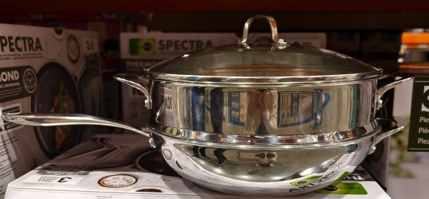 Like New 3-Piece Stainless Steel Wok & Steamer Set - photo 2