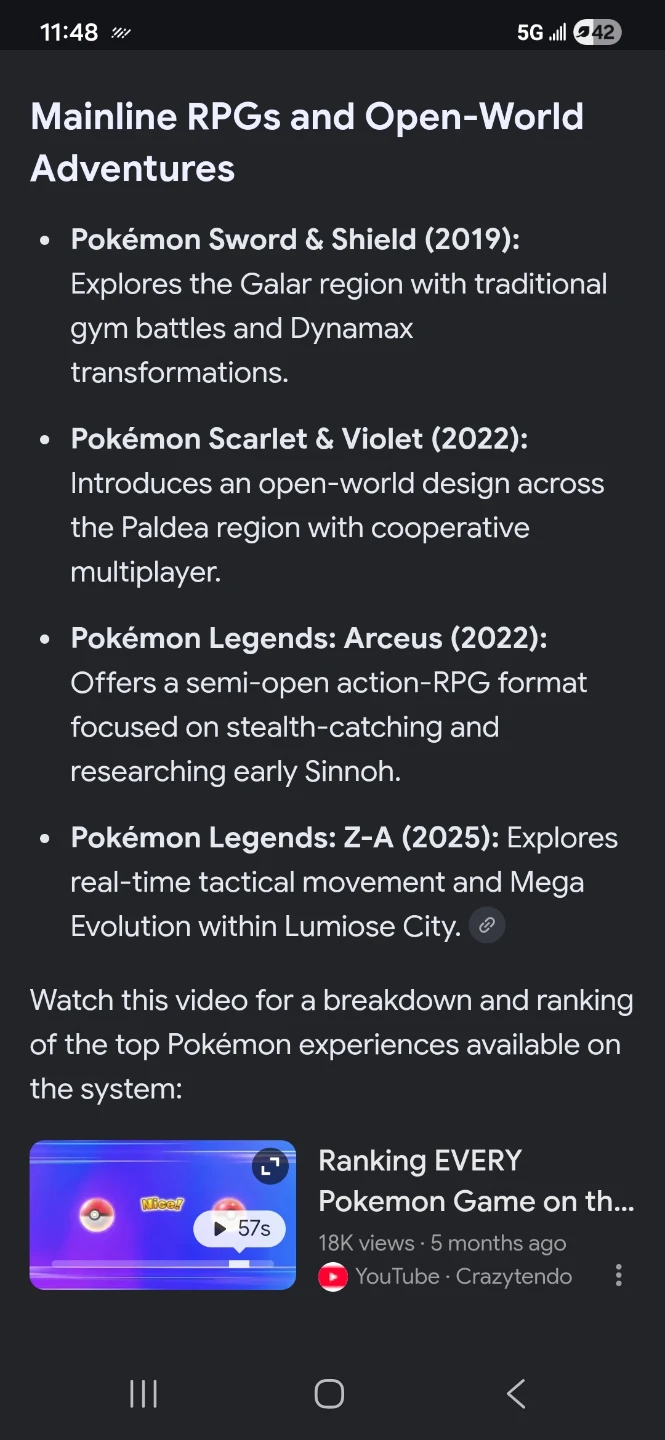 Pokemon Switch 1 games