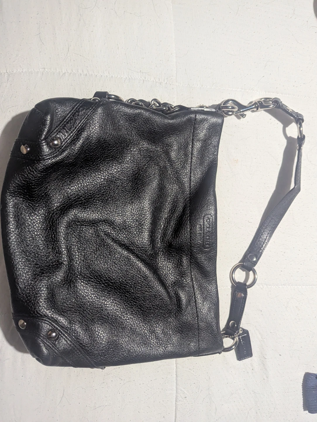 Black Coach Leather Hobo Handbag - photo 3